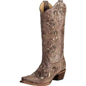 Corral Bone inlay studded cowboy boots size 9M